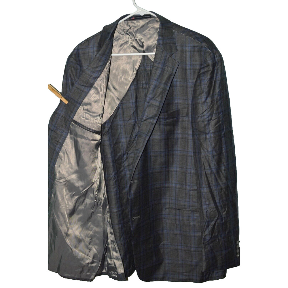 $495 NEW 48L WALTER MORTON Mens Gray Luxury Fabric Windowpane Sports Coat Jacket